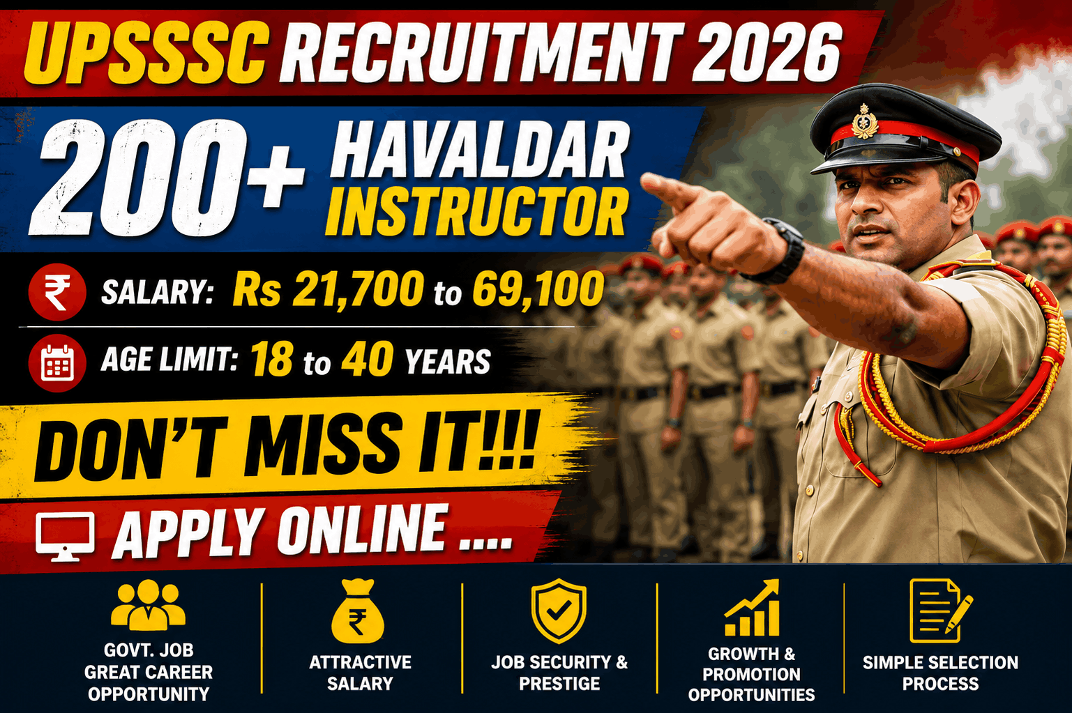 UP Havaldar Instructor Vacancy 2026: 12वीं पास के लिए 209 सरकारी पद, ऐसे करें आवेदन